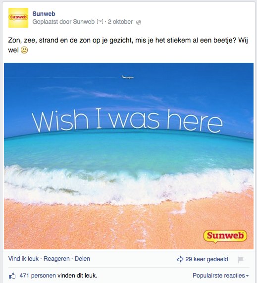 Killer content voorbeeld opgemaakte afbeeldingen sunweb facebook