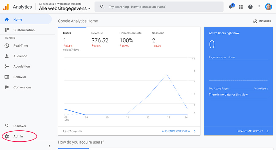 Google Analytics instellingen