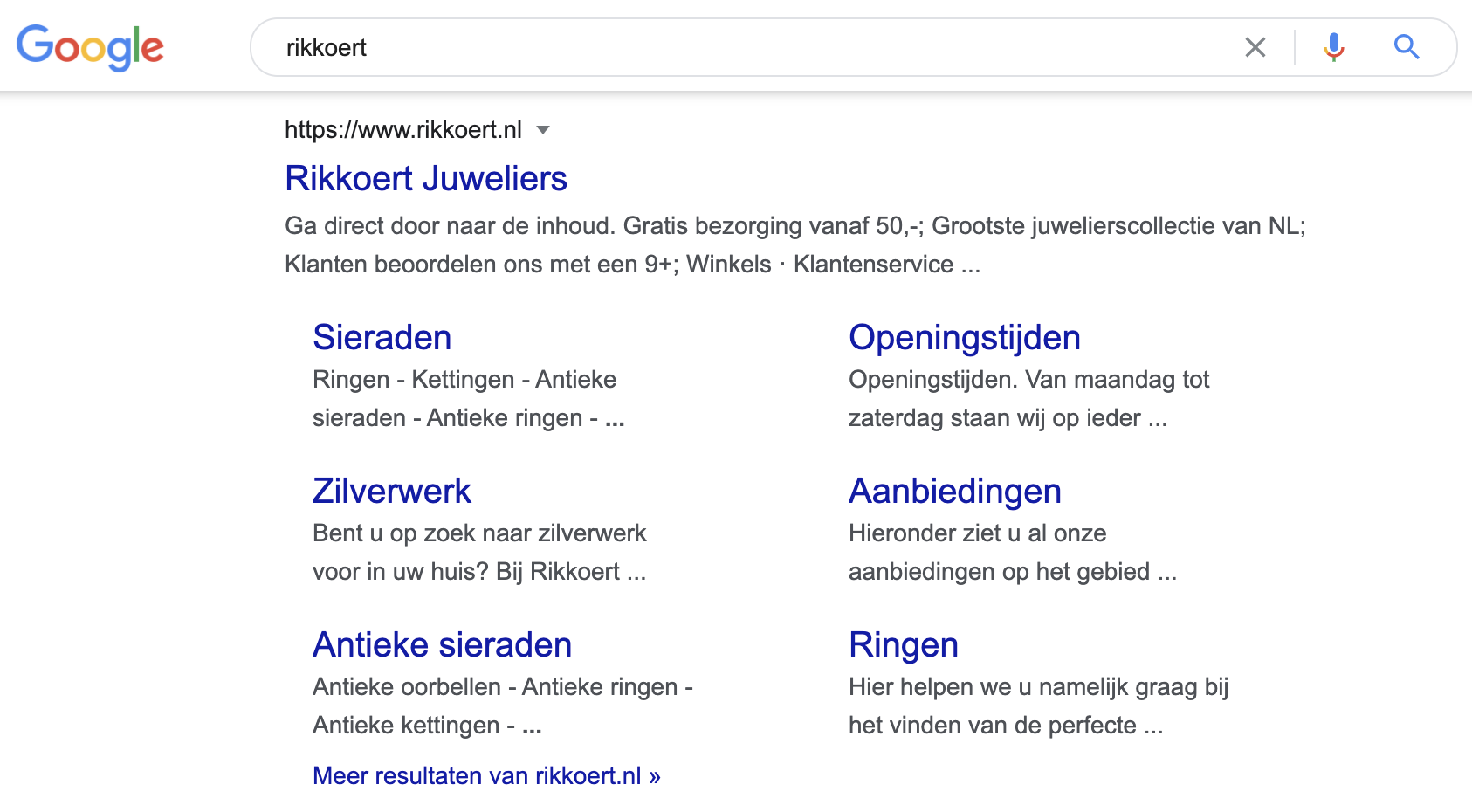 Rich snippets voorbeeld